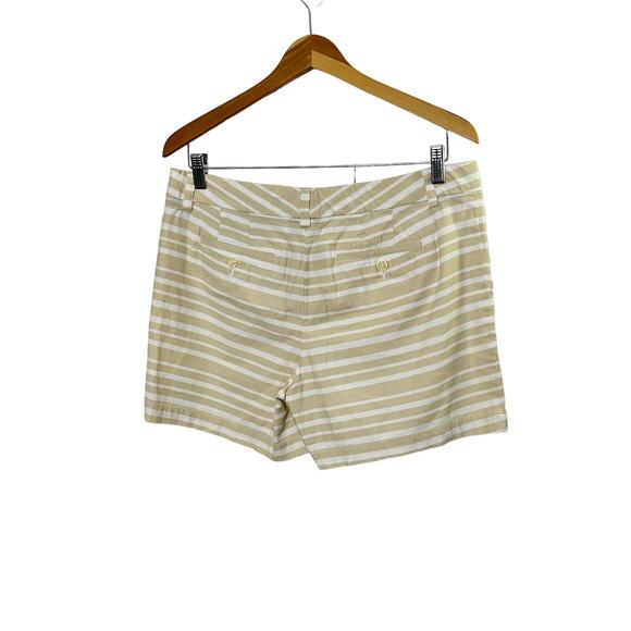 Tommy Hilfiger Tan & White Stripe Ribbed Shorts Women's Size 10 - Picture 2 of 5